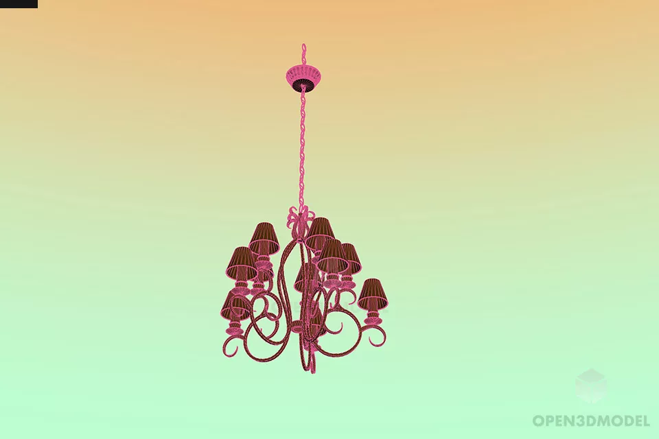 Antique Silver Chandelier Lamp 3d model 2