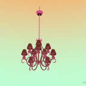 Antique Silver Chandelier Lamp 3d model