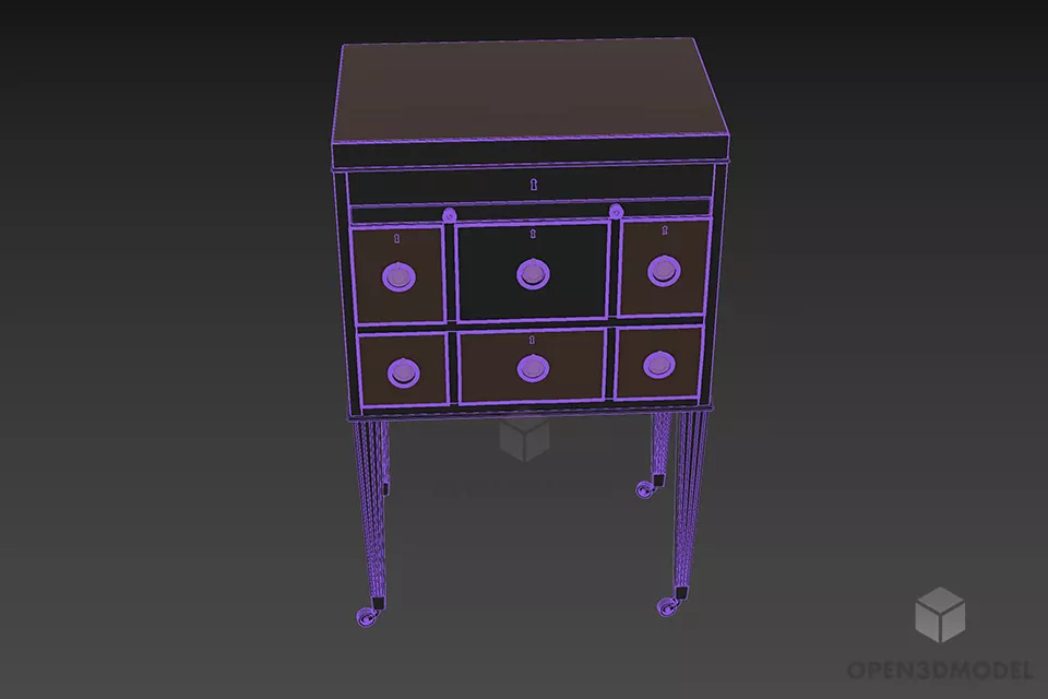 Cube Antique Locker With Leg 3d model 3