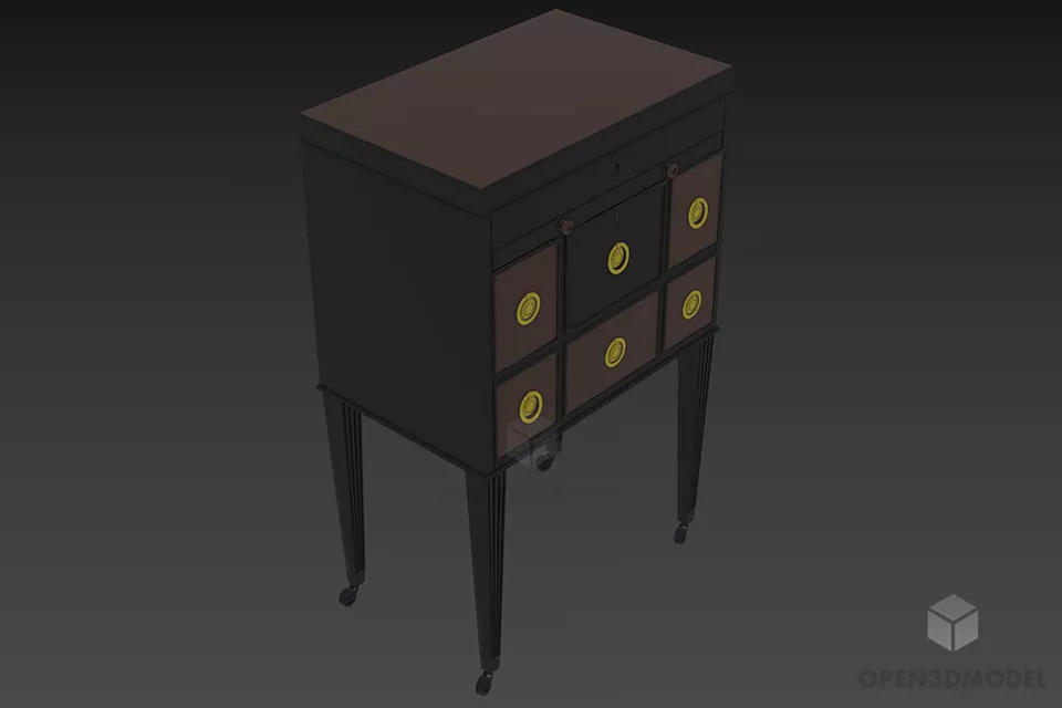Antique Side Locker Elegant Style 3d model