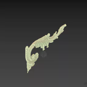 Plaster Decoration Curved Floral Shape 3d model