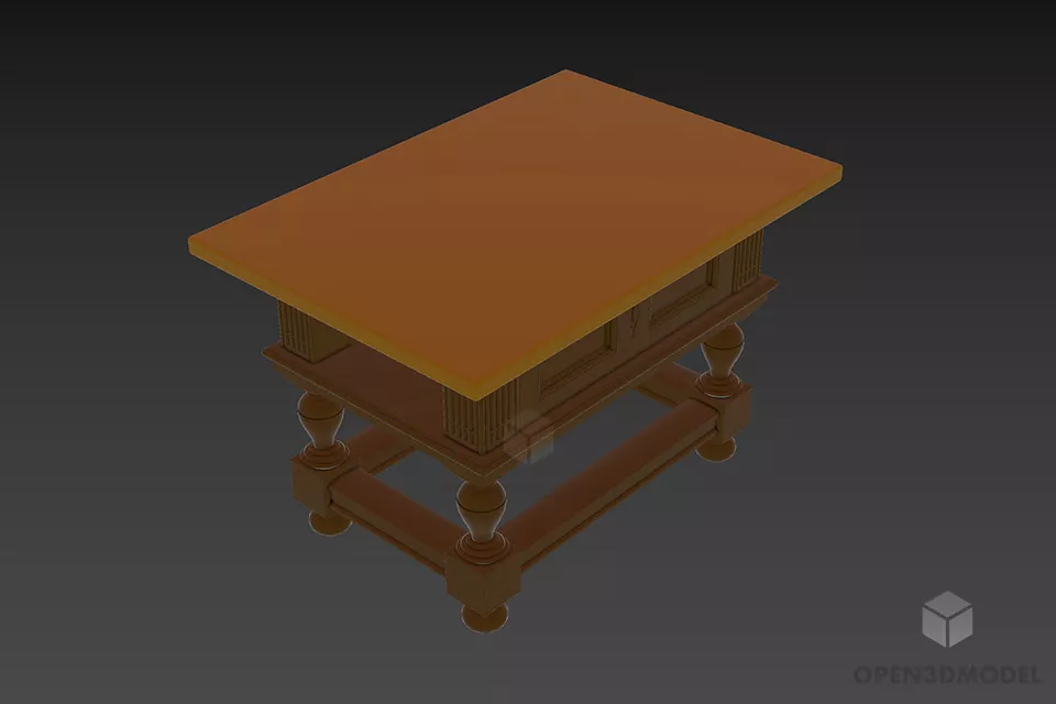Simple Dining Table Marble Top 3d model