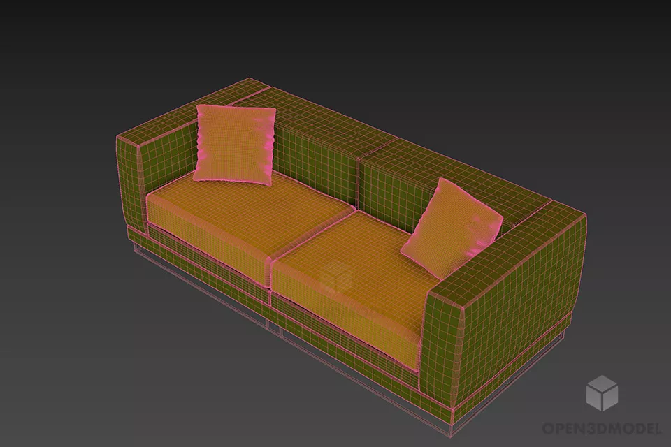 Textile Sofa With Upholstered Frame 3d model 2