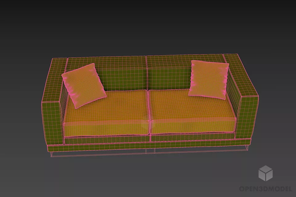 Textile Sofa With Upholstered Frame 3d model 3