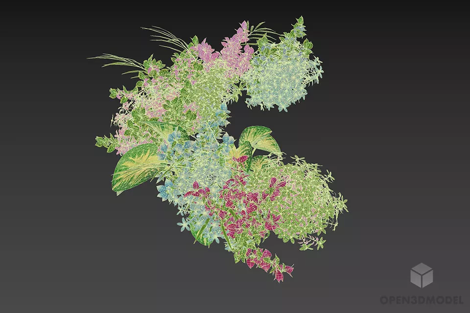 Purple Flowers Bushes 3d model 3