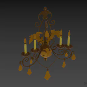 Boutique Golden Sconce Lamp With Candles 3d model