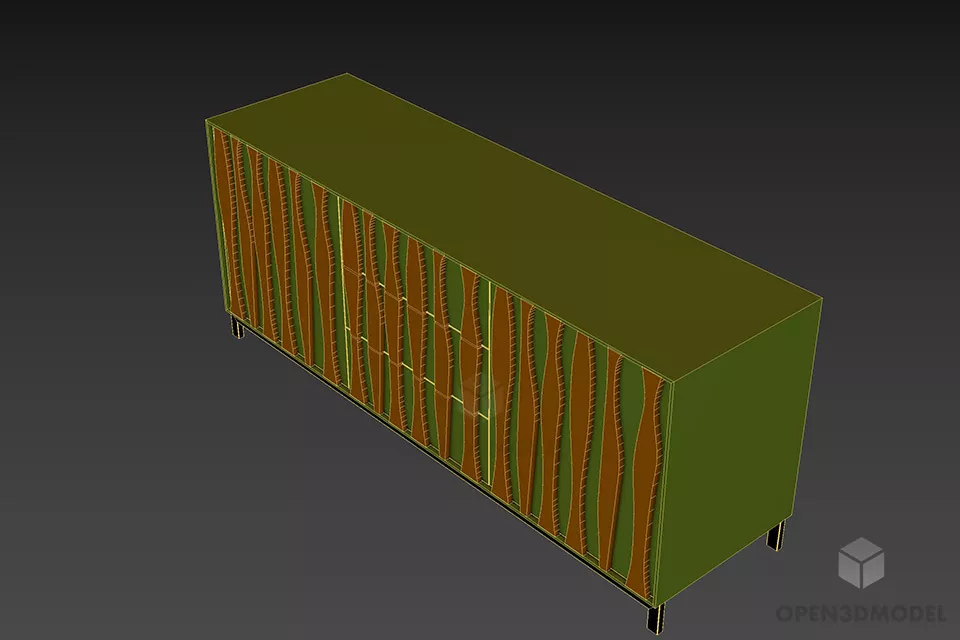 Modernism Locker Porada Carved Door 3d model 2