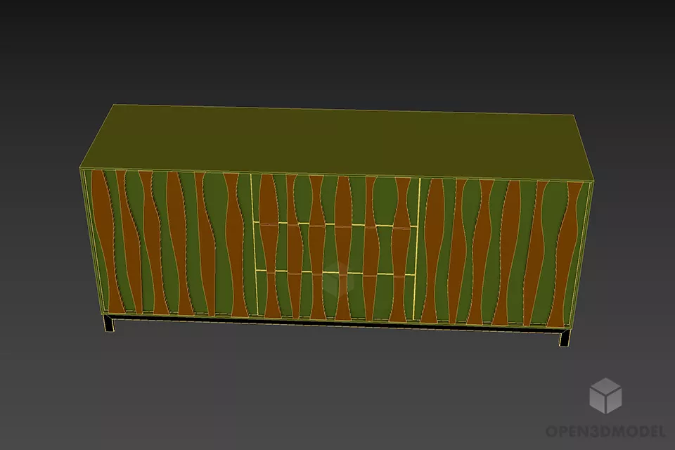 Modernism Locker Porada Carved Door 3d model 3