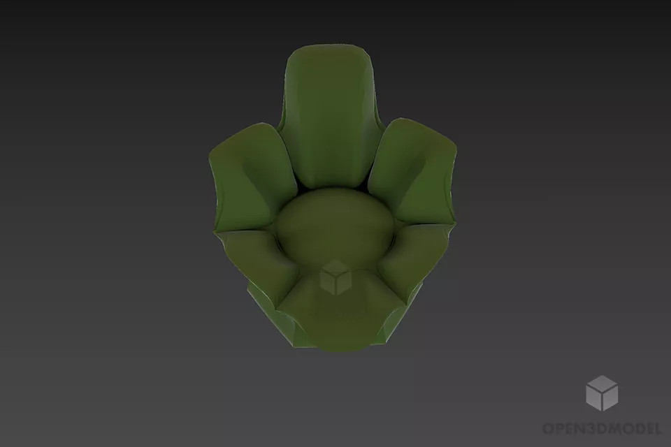 Retro Armchair Round Seat, Tufted Back 3d model