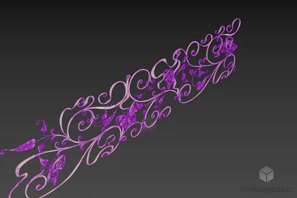 Wrought Iron Handrail Decor 3d model 2