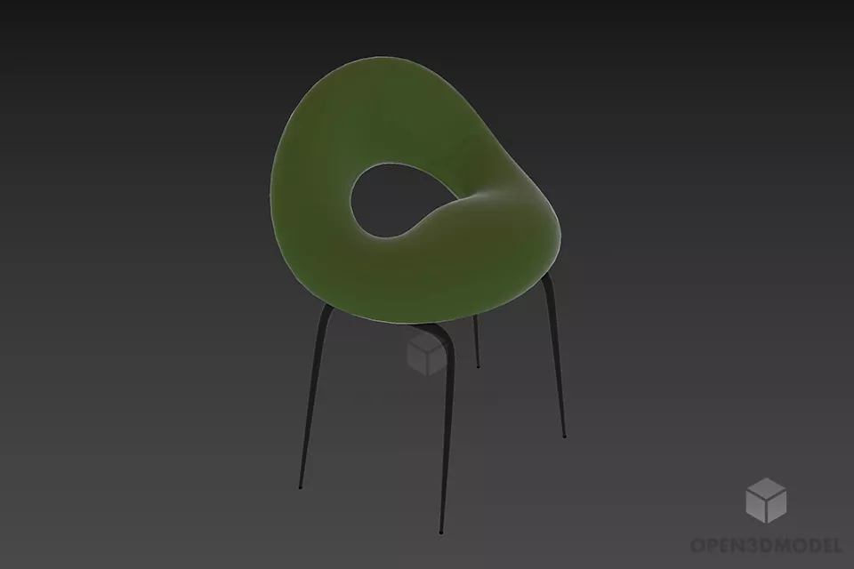 Cylinder Seat Upholstered With Carved Stand 3d model