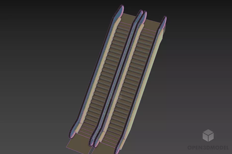 Electric Escalator Dual Stair 3d model 2