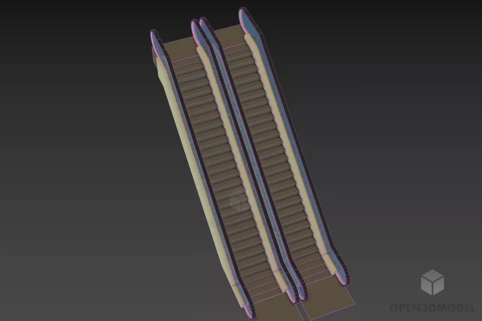 Electric Escalator Dual Stair 3d model 3