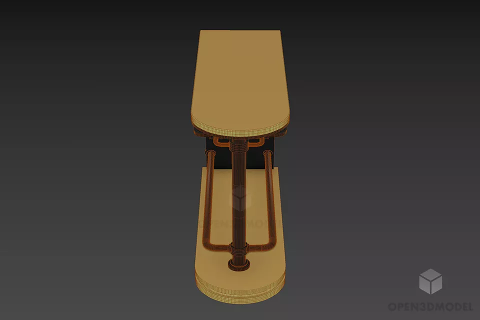 Bar Table With Rail Under 3d model 2