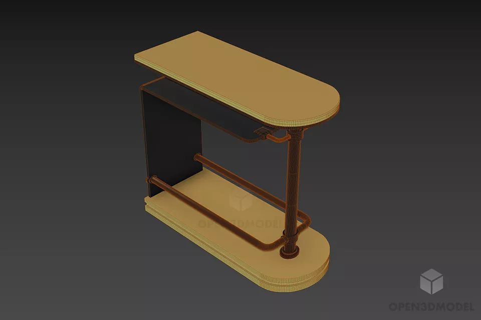 Bar Table With Rail Under 3d model 3