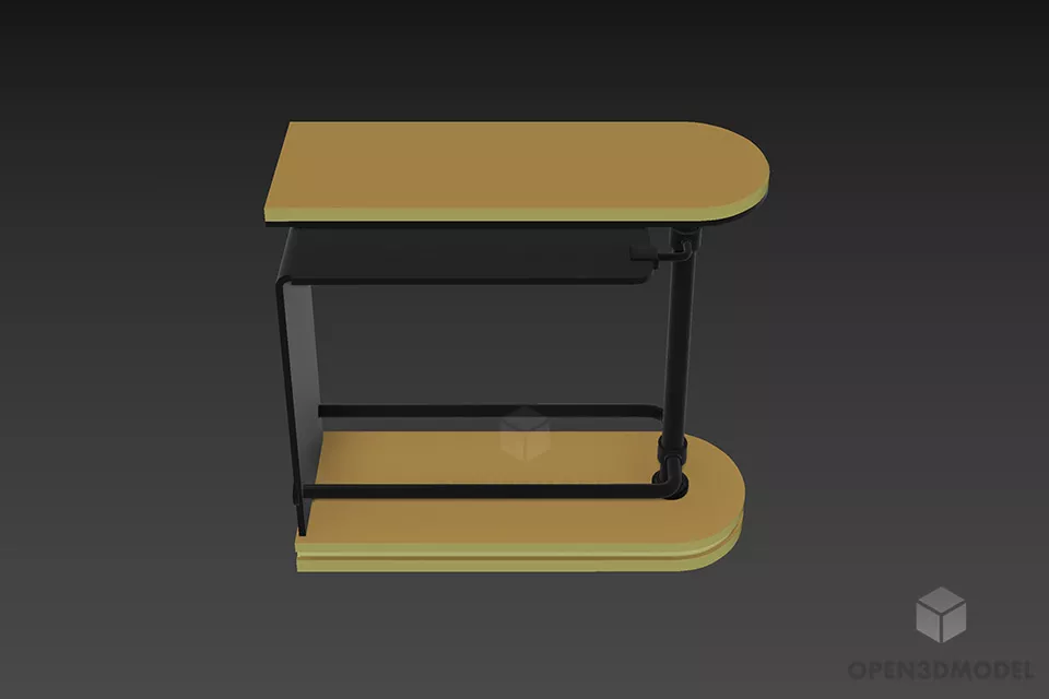 Curved Work Table With Tableware 3d model
