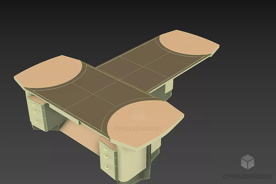 Work Table Mascheroni T Shape 3d model 2
