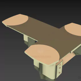 Work Table Mascheroni T Shape 3d model