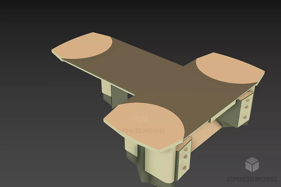 Antique Dressing Table With Curved Mirror 3d model