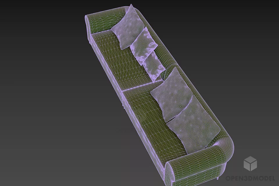 Long Sofa Minotti With Cushion 3d model 2