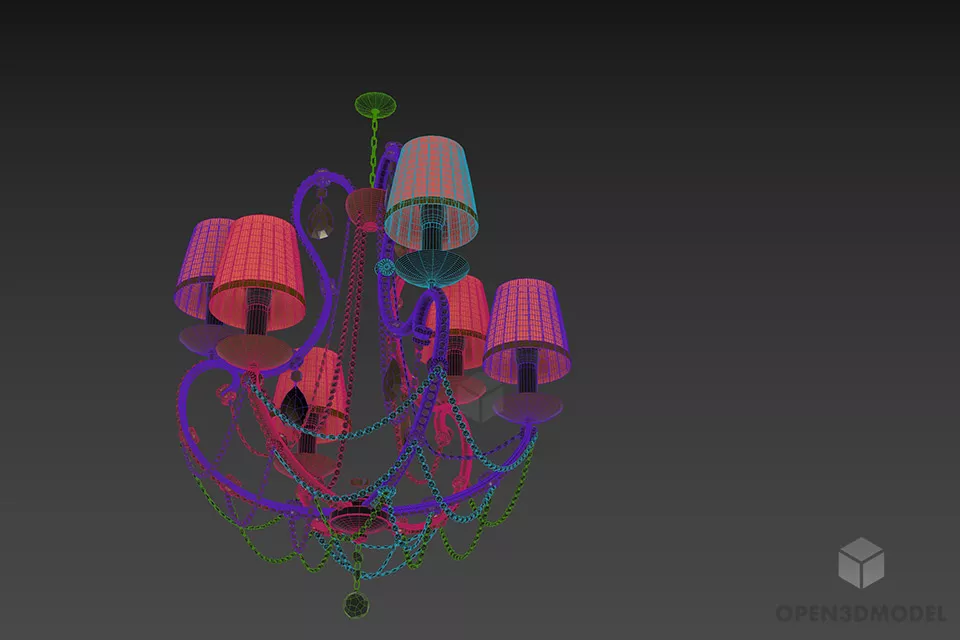 Antique Chandelier Emme Crystal Style 3d model 2
