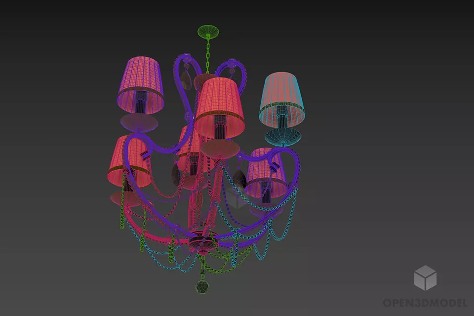 Antique Chandelier Emme Crystal Style 3d model 3