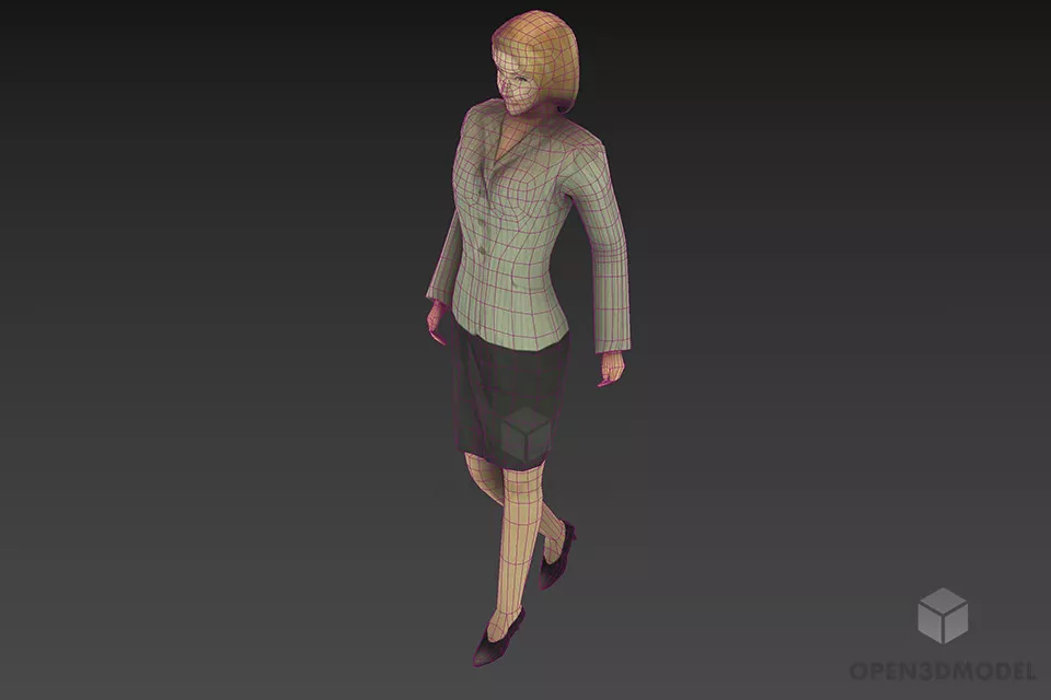 Business Woman Walking In Office Dress 3d model 2