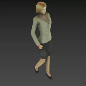 Business Woman Walking In Office Dress 3d model