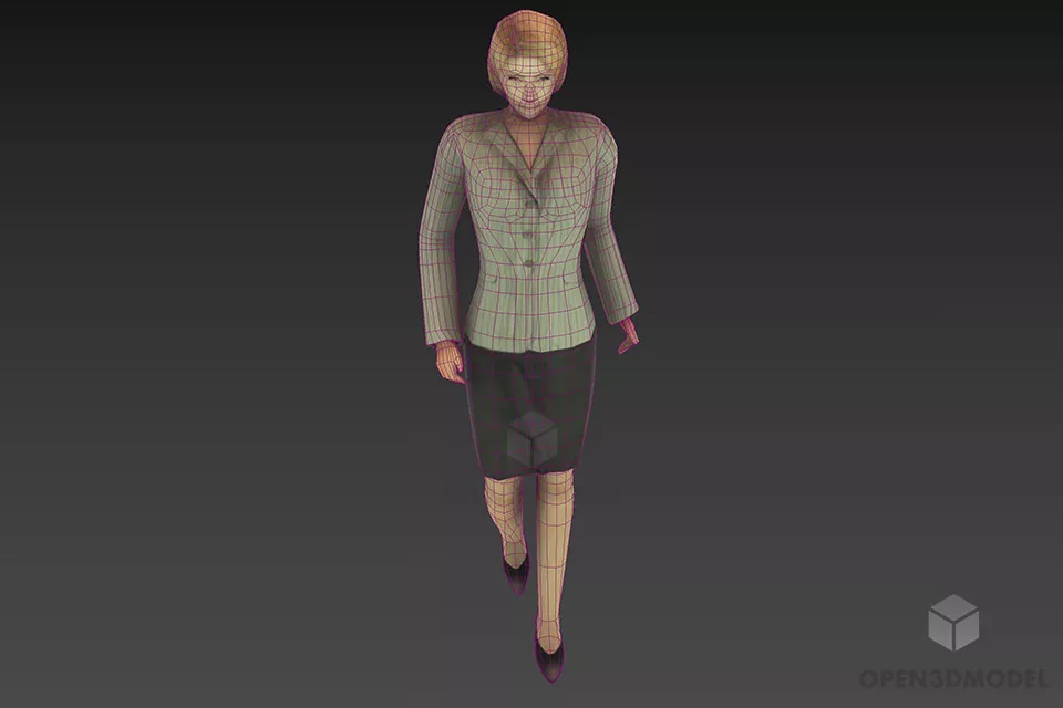 Business Woman Walking In Office Dress 3d model 3