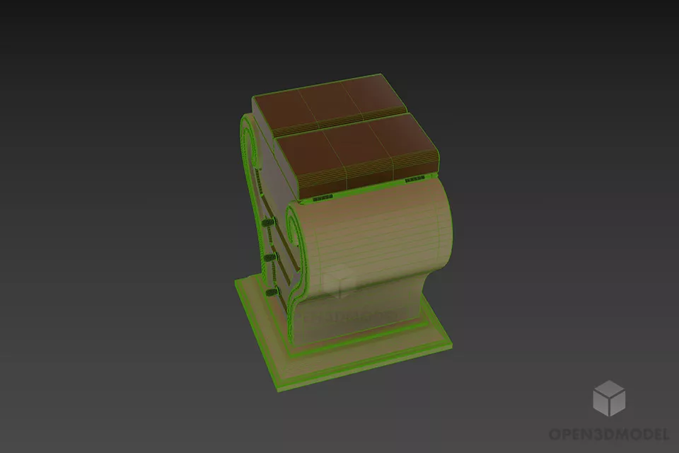Antique Locker Curved Edge Cup Shape 3d model 2