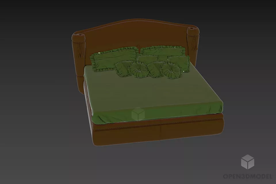 Hotel Modern Bed With Strip Blanket 3d model