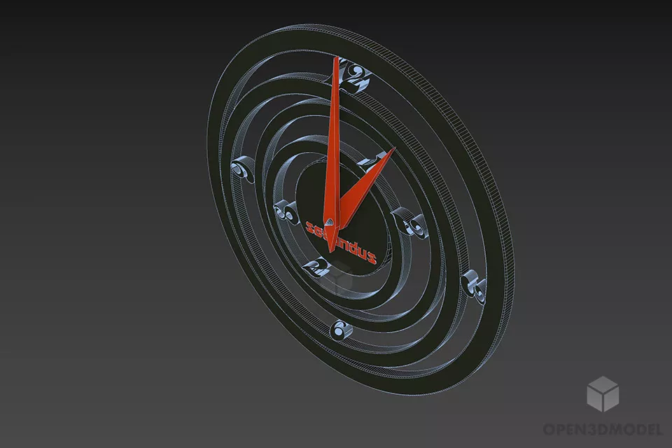 Circle Clock Machenic Style 3d model 2
