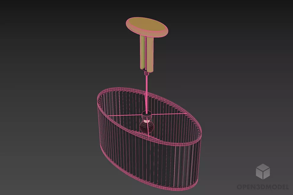 Pendant Lamp Oval Shade 3d model 2