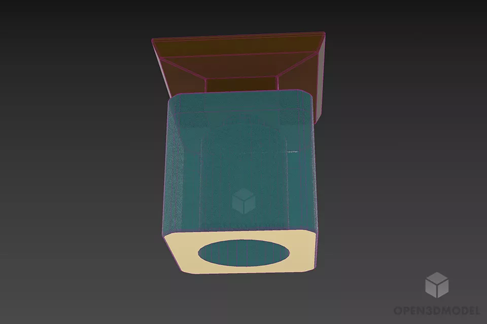 Ceiling Pendant Lamp With Cube Shade 3d model 3