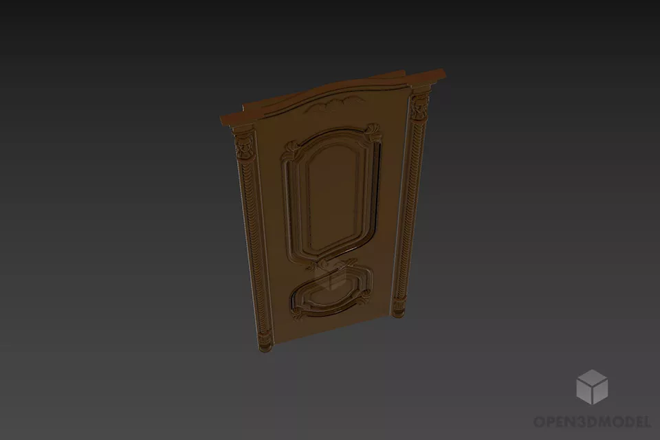 Antique Door Carved Frame, Retro Door 3d model