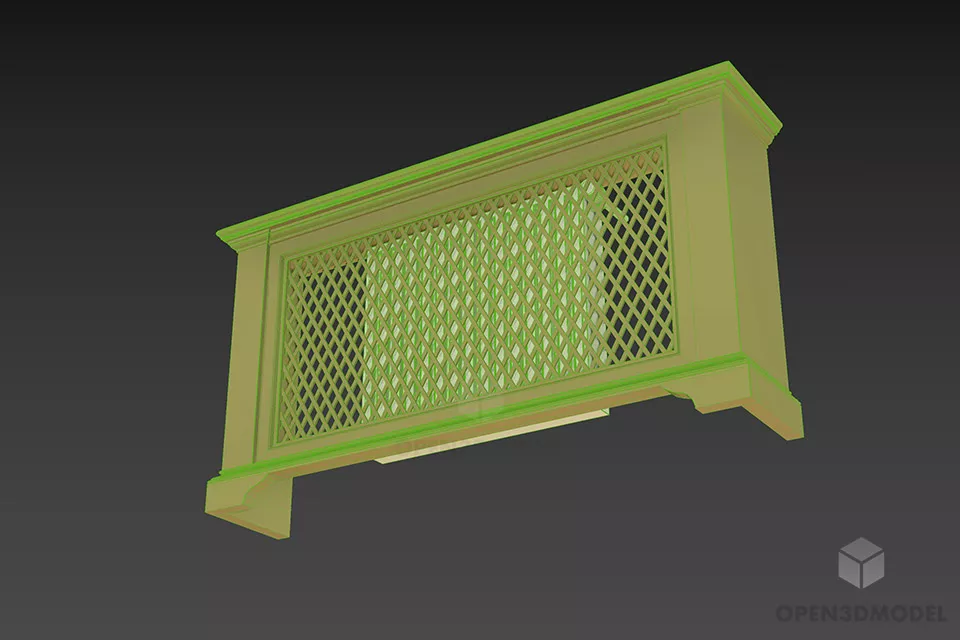 Screen Radiator Wooden Cover Locker 3d model 2