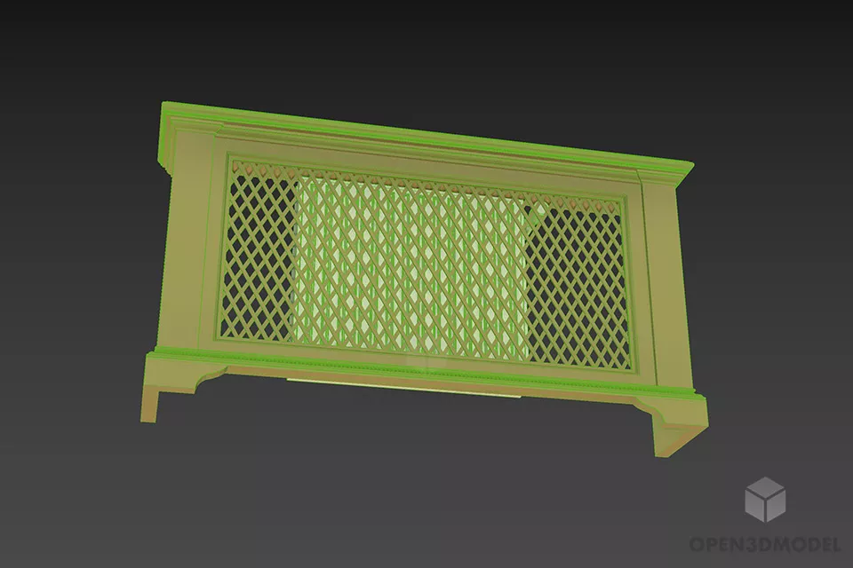 Screen Radiator Wooden Cover Locker 3d model 3