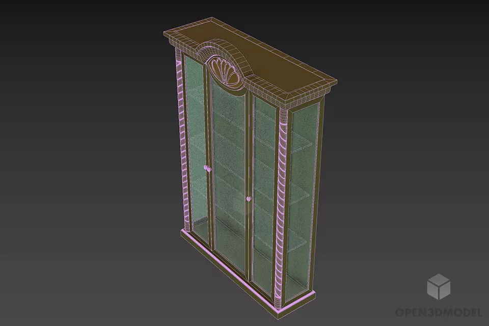 Antique Glass Cabinet 3d model 2