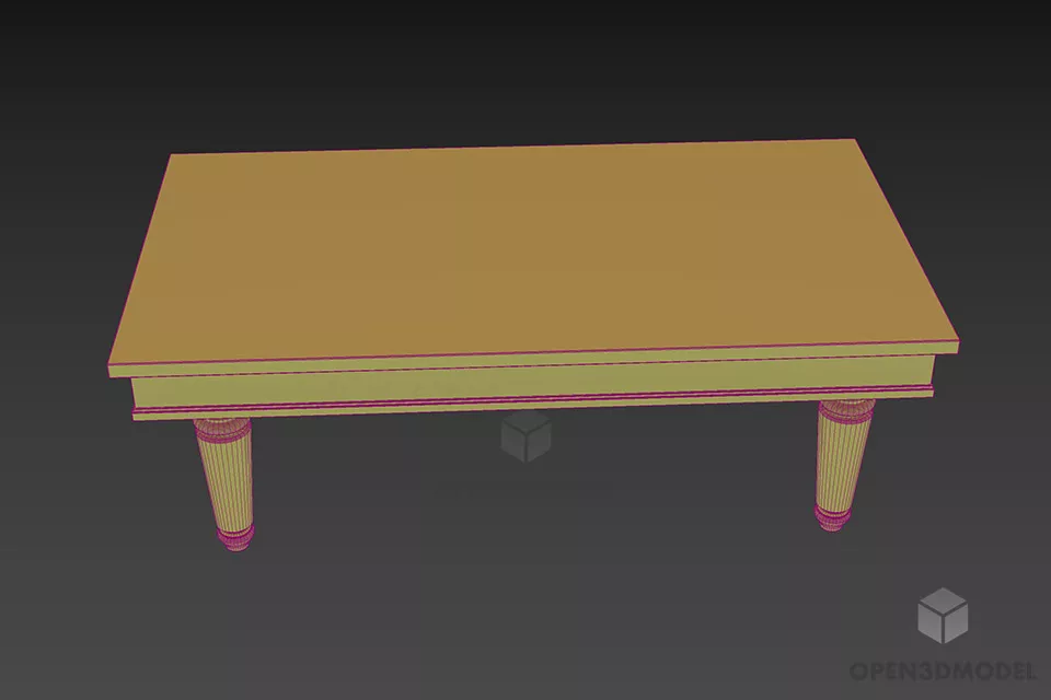 Rectangle Low Coffee Table Wooden Material 3d model 3