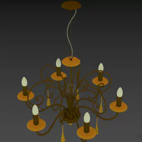 Ceiling Boutique Glass Candle Chandelier 3d model