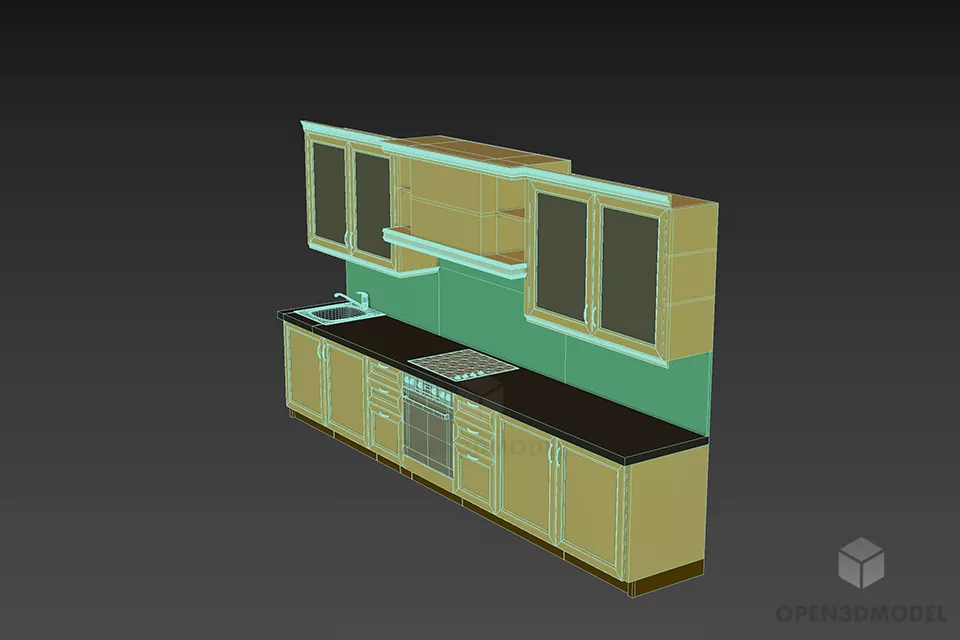 Side Kitchen Cabinet With Hood And Oven 3d model 2