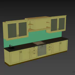 Side Kitchen Cabinet With Hood And Oven 3d model