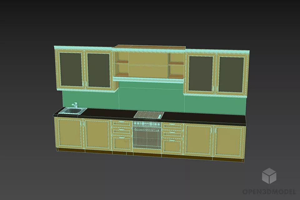 Side Kitchen Cabinet With Hood And Oven 3d model 3