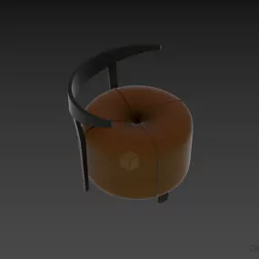 Leather Cylinder Armchair With Steel Back 3d model