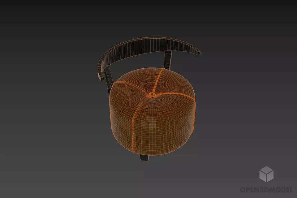 Leather Cylinder Armchair With Steel Back 3d model 3
