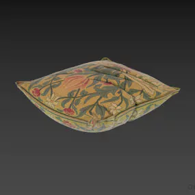 Textile Pillow With Floral Texture 3d model