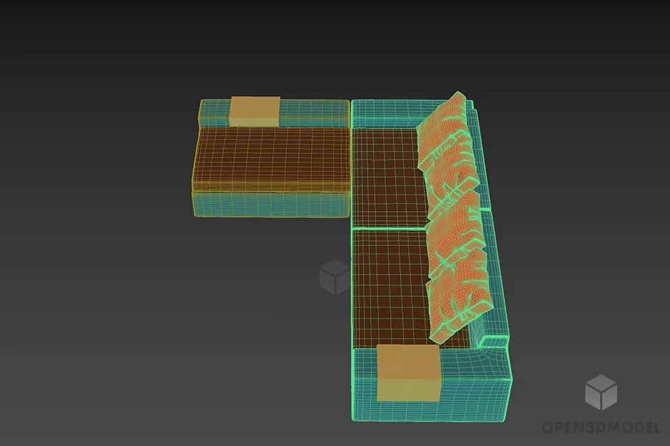 Upholstery Sectional Sofa Polone 3d model 2