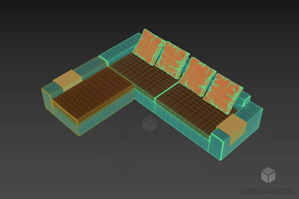 Upholstery Sectional Sofa Polone 3d model 3