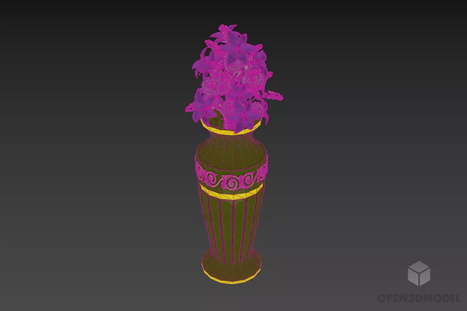 Porcelain Vase With Dry Flower 3d model 2
