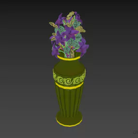 Porcelain Vase With Dry Flower 3d model